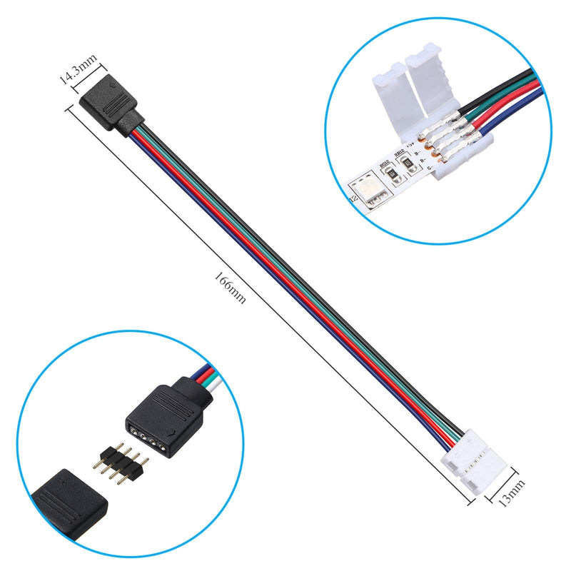  [AUSTRALIA] - 20 Pieces LED RGB Strip Light Connector Male and Female Connector Wire Cable 10 mm Wide Strip to Controller Adaptor with 10 Pieces Male 4 Pin Plugs for 5050 3528 RGB LED Light Strip