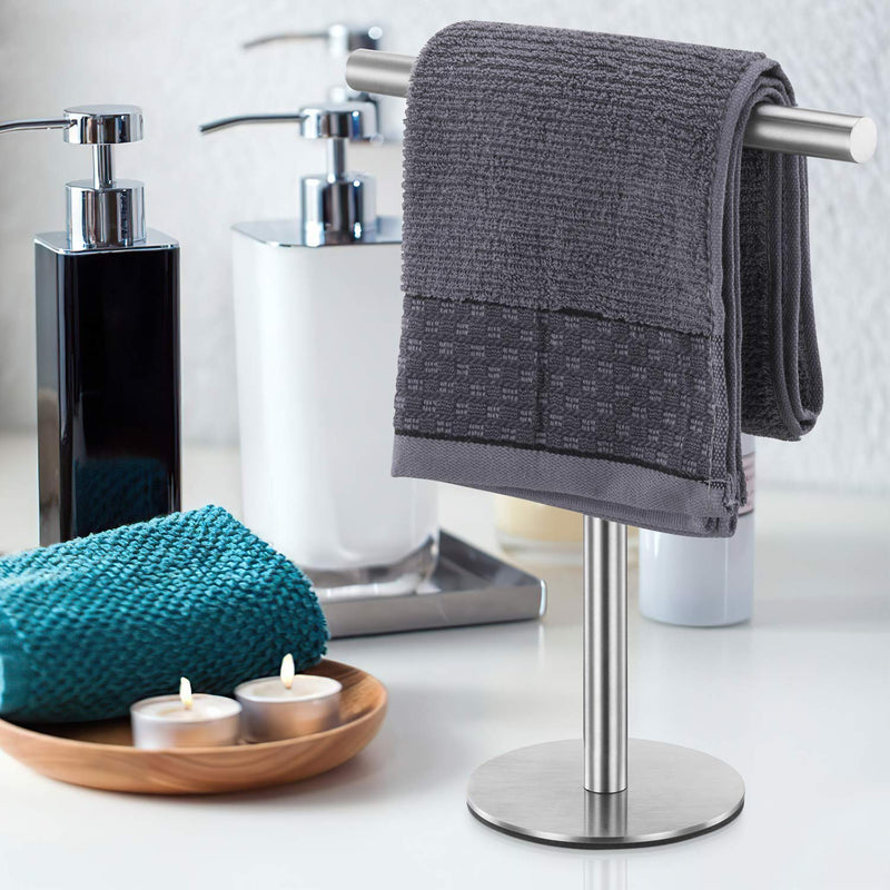  [AUSTRALIA] - Pynsseu Bath Hand Towel Holder Standing, SUS304 Stainless Steel Brushed Finish T-Shape Towel Bar Rack Stand, Tower Bar for Bathroom Kitchen Vanity Countertop