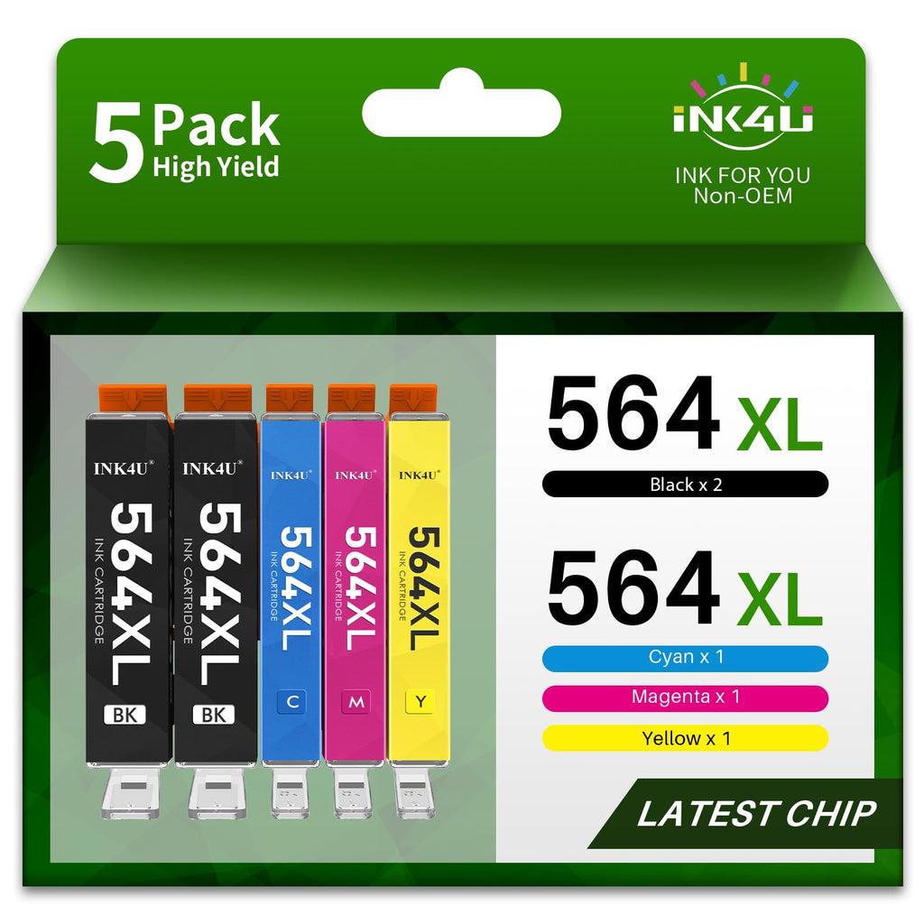  [AUSTRALIA] - INK4U Compatible 564XL Ink Cartridge Replacement for HP 564 XL 564XL for DeskJet 3520 3522 Photosmart 7520 6520 5520 7525 5514 7510 OfficeJet 4620 Printers (2 Black & 1 C/M/Y) 5 Combo Pack 5 Pack