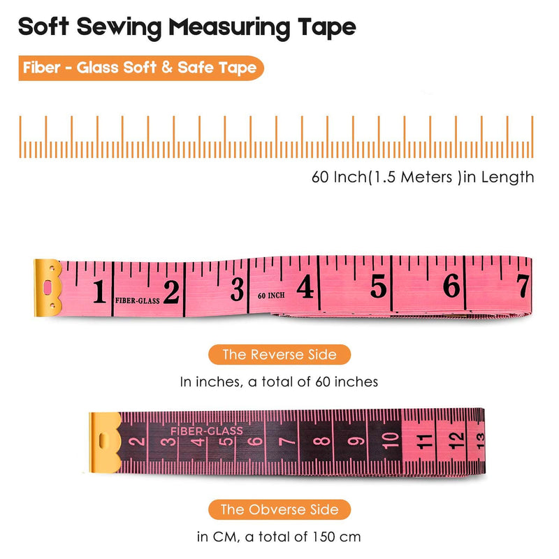  [AUSTRALIA] - 2 Pack Tape Measure Measuring Tape for Body Fabric Sewing Tailor Cloth Knitting Vinyl Home Craft Measurements, 60-Inch Soft Fashion Pink & Retractable Black Double Scales Rulers for Body Weight Loss Pink & Black