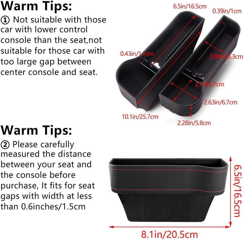  [AUSTRALIA] - Car Storage Box Organizer Car Seat Gap PU Leather Case Seat Side Slit Container for Wallet Phone Coins Cigarette Keys 2PCS-Double sides