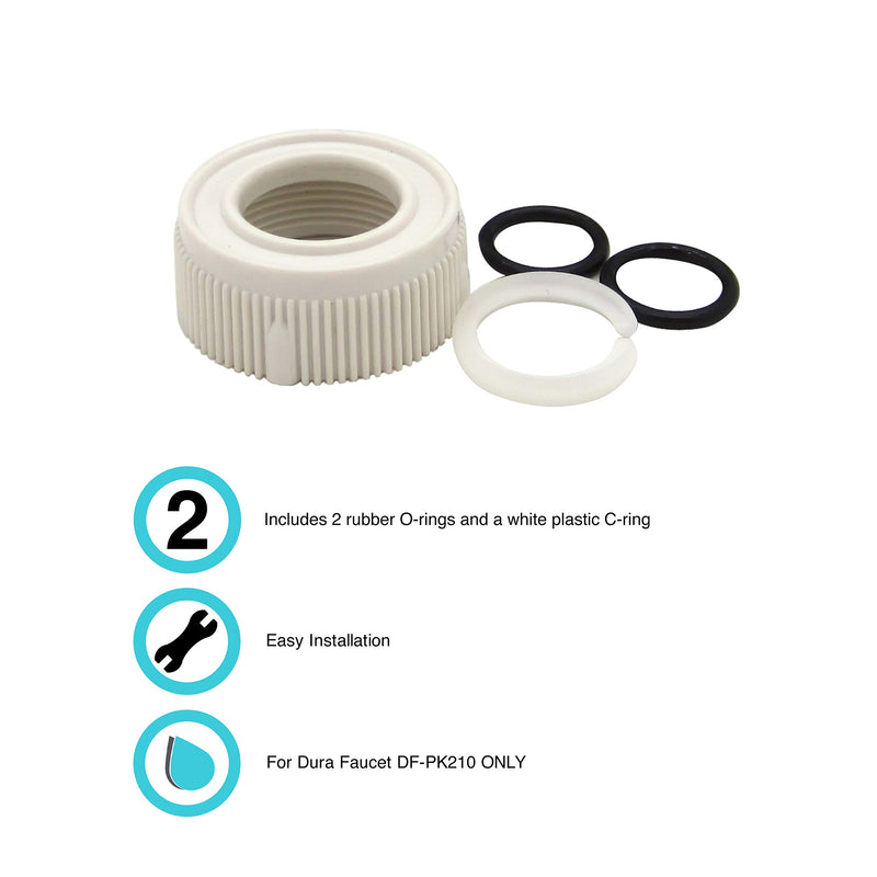  [AUSTRALIA] - Dura Faucet DF-RK510-WT RV Faucet Spout Nut and Rings Replacement Kit (White) White