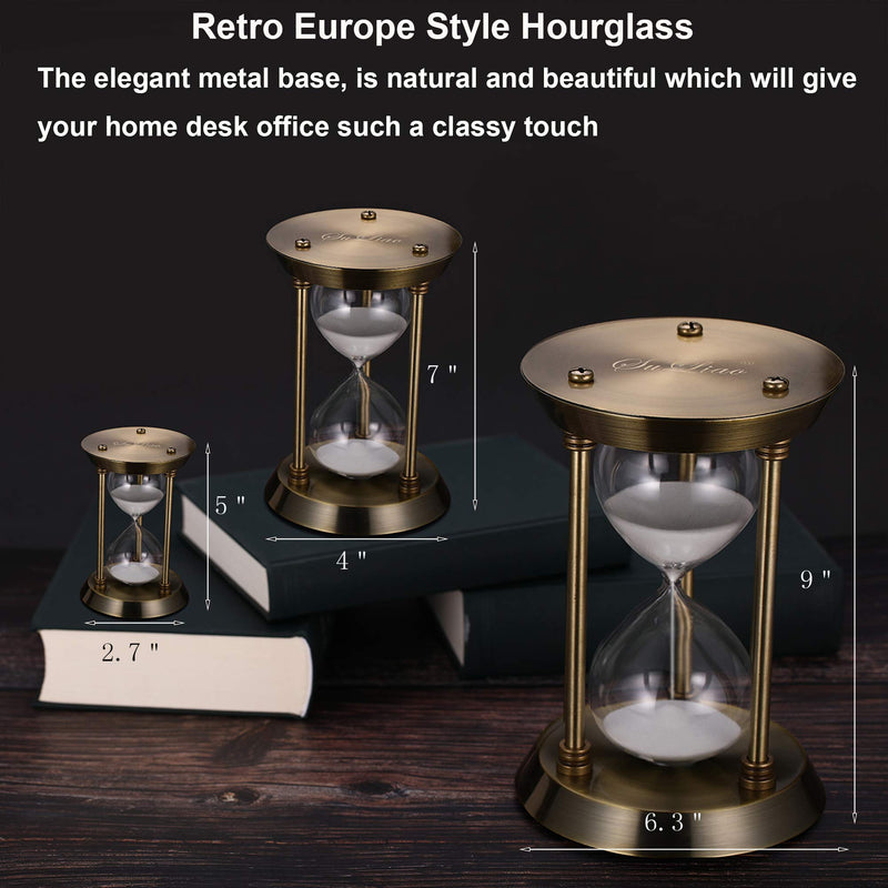  [AUSTRALIA] - SuLiao Hourglass Timer Sand Clock 15 Minutes & Brass Metal Hour Glass for Decor Sandglass Timer 15 minute Brass Frame, White Sand