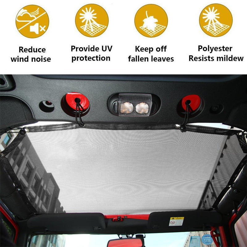 Mesh Sunshade Bikini Top Sun Shade UV Protection for 2007-2018 Jeep Wrangler JK JKU 2 Door 4 Door (Plain Black) - LeoForward Australia