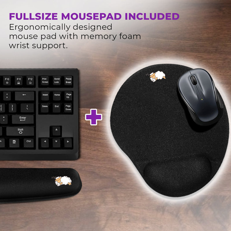 2pc Keyboard Wrist Rest Pad and Full Ergonomic Mouse Pad with Wrist Support Included for Set - Memory Foam Cushion - New Improved Shape - Prevent Carpal Tunnel RSI When Typing on Computer, Mac, Laptop Premium - LeoForward Australia
