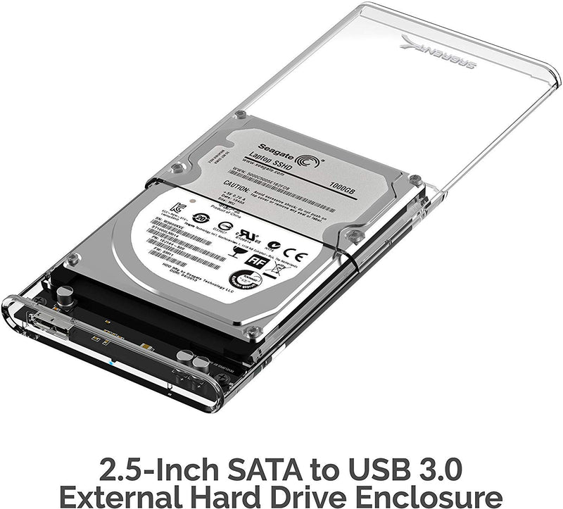  [AUSTRALIA] - SABRENT 2.5-Inch SATA to USB 3.0 Tool-Free Clear External Hard Drive Enclosure [Optimized for SSD, Supports UASP SATA III] (EC-OCUB)