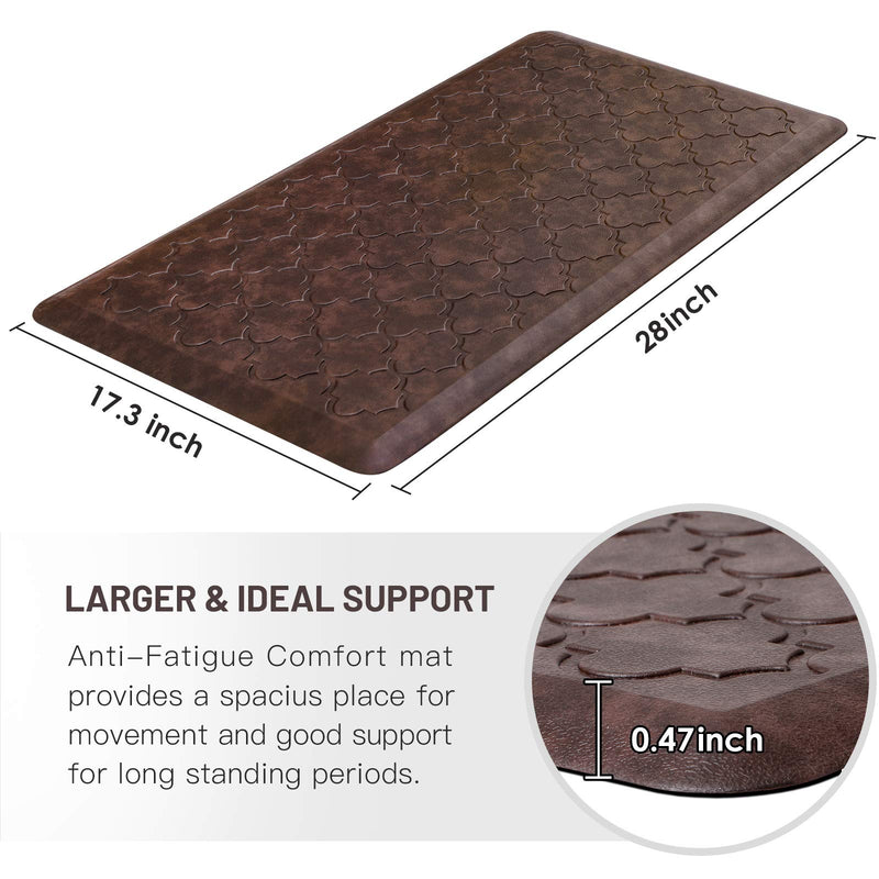  [AUSTRALIA] - WiseLife Kitchen Mat Cushioned Anti Fatigue Floor Mat,17.3"x28",Thick Non Slip Waterproof Kitchen Rugs and Mats,Heavy Duty PVC Foam Standing Mat for Kitchen,Floor,Home,Office,Desk,Sink,Laundry,Brown Brown-17.3"x28"