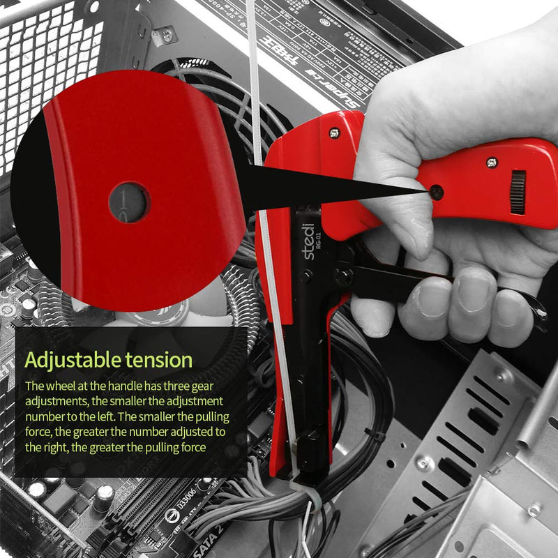  [AUSTRALIA] - stedi Cable Tie Gun, Ergonomic Hand Operated Zip Tie Gun [Premium], Sharp and Wear Resistant, Cable Wire Fastening and Cut-Off Tie Tool , Special for Cut Plastic Nylon Ties, Red, 6.3 Inches Length