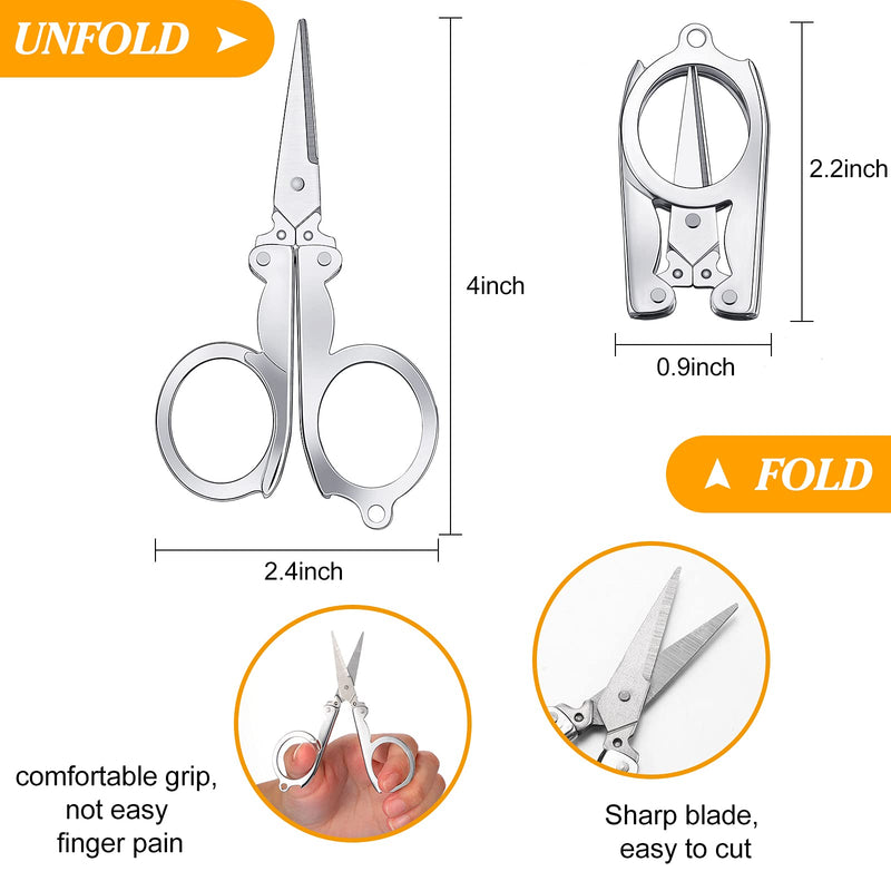  [AUSTRALIA] - 3 Pieces Folding Scissors Stainless Steel Portable Scissors Foldable Small Scissors Portable Travel Scissors Mini Folding Scissors Cutter for Home Travel, Silver