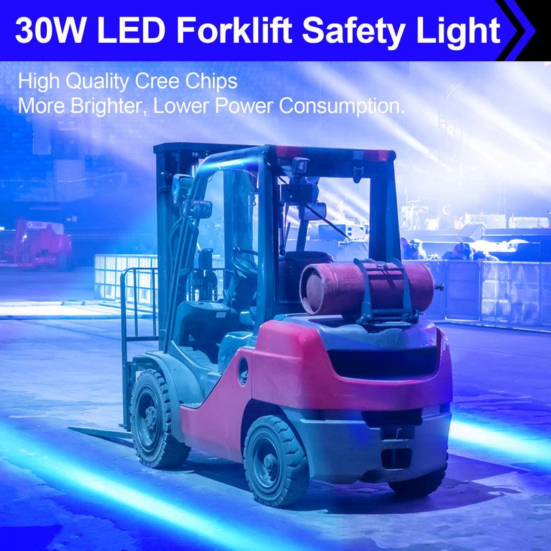  [AUSTRALIA] - LED Forklift Light 2 Pack Warehouse Warning Light Truck Safety Light Blue Zone Warning Lights (30W, DC 12-80V) 2 Pack 30W Blue