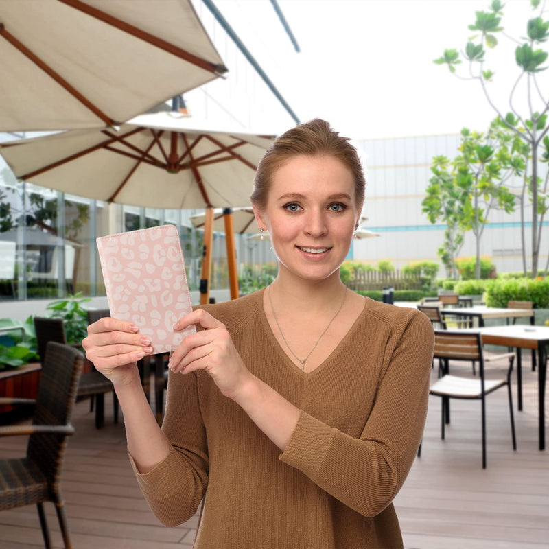  [AUSTRALIA] - Server Book, Waitress Book, Server Books for Waitress/Waiter with Zipper Pocket Waitress Book Organizer Checkbook Leopard Pattern 8x5 Inch Pink Leopard