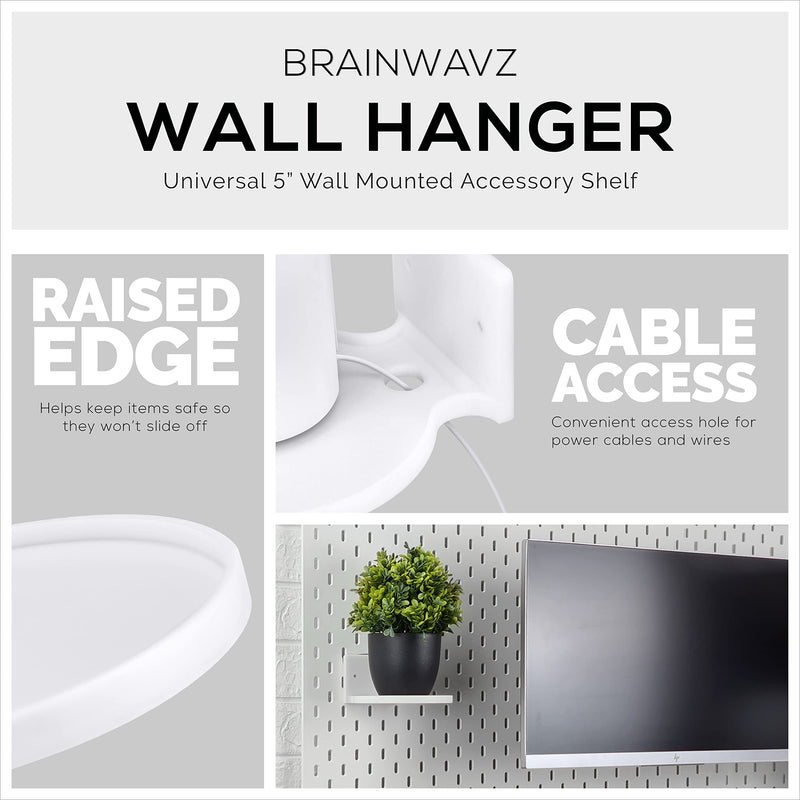  [AUSTRALIA] - BRAINWAVZ 5” Round Floating Shelf Mount for Security Cameras Baby Monitors Speakers Plants Toys & More Universal Holder Stick-On Or Screw Mount, Easy to Install (White)