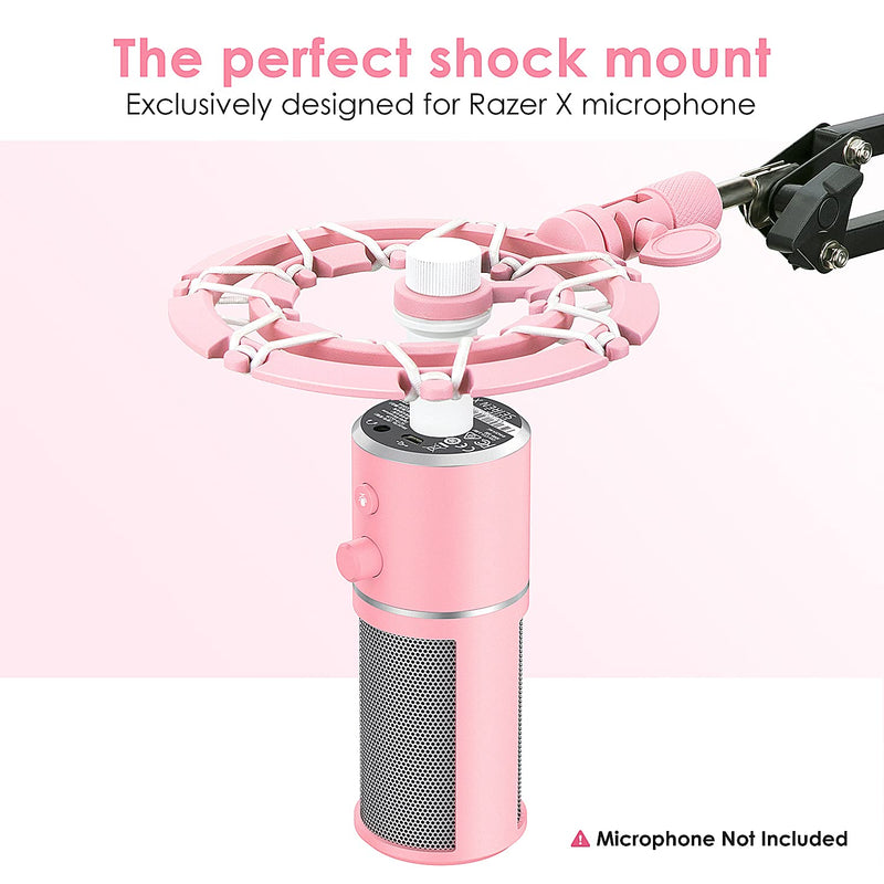  [AUSTRALIA] - YOUSHARES Pink Microphone Shock Mount - Shockmount Mic Holder Matching Mic Boom Arm Stand Compatible with Razer Seiren X Mic to Reduce Vibration