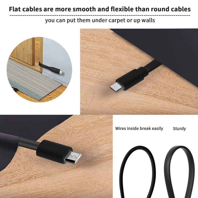  [AUSTRALIA] - 2 Pack 10FT Power Extension Cable for WyzeCam, WyzeCam Pan, WYZE Cam OG,KasaCam Indoor, NestCam Indoor, Blink, Cloud Cam, USB to Micro USB Durable Charging and Data Sync Cord (Black) Black