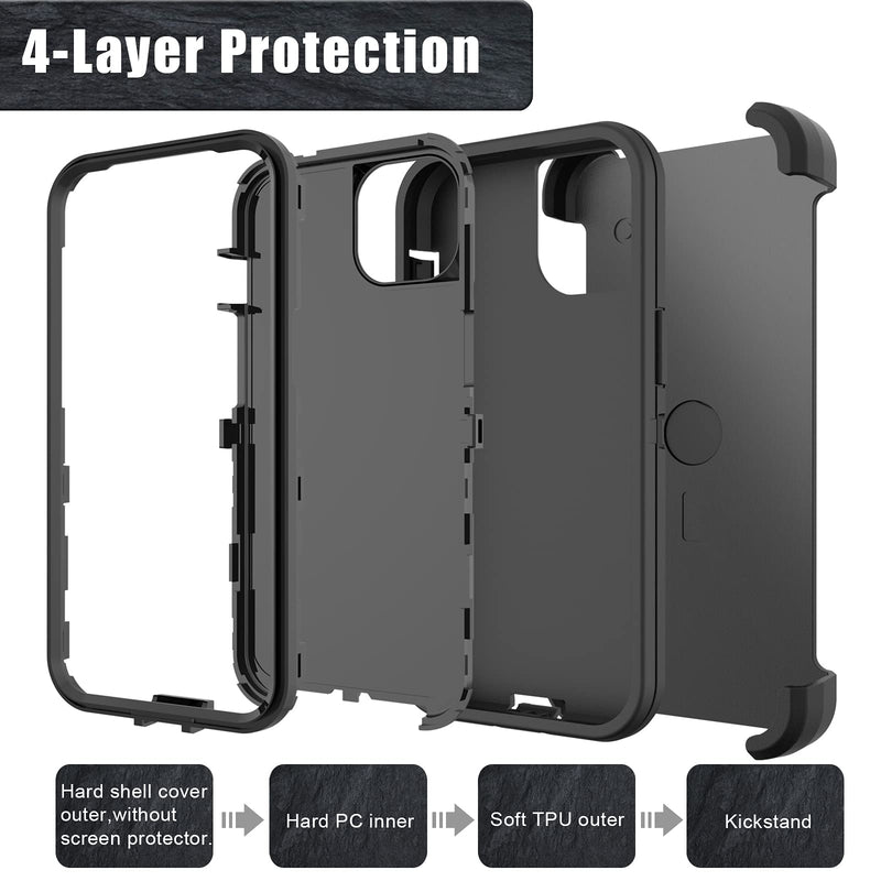  [AUSTRALIA] - Tsuinz Designed for iPhone 13 Case，iPhone 13 Phone Case with 3 Layer Hybrid Case Heavy Duty Full Body Protect Cover with Swivel Belt Clip and Kickstand Phone Case for iPhone 13 6.1‘’