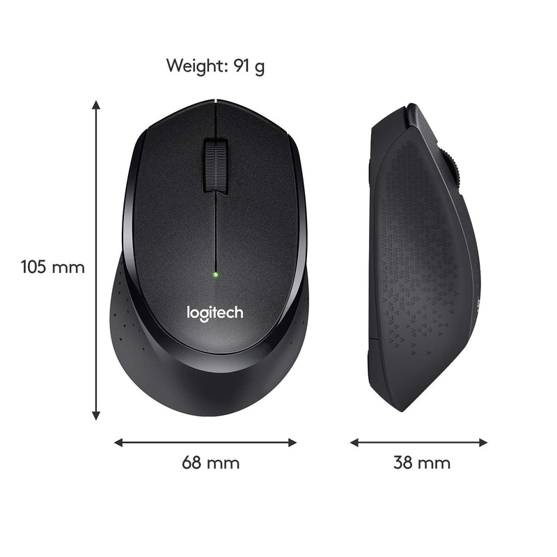  [AUSTRALIA] - Logitech M330 Silent Plus Wireless Mouse – Enjoy Same Click Feel with 90% Less Click Noise, 2 Year Battery Life, Ergonomic Right-Hand Shape for Computers and Laptops, USB Unifying Receiver, Black