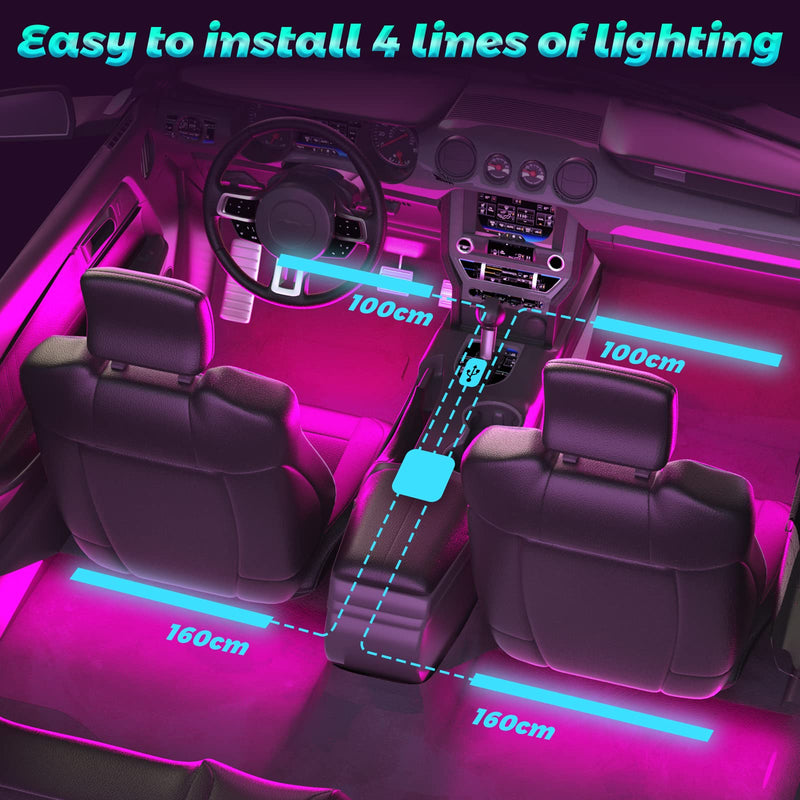  [AUSTRALIA] - Interior Car Lights Winzwon Car Accessories for Women, Car Led Lights, Gifts for Men, APP Control Inside Car Decor with USB Port, Music Sync Color Change Lights for Jeep Truck, 12V 4