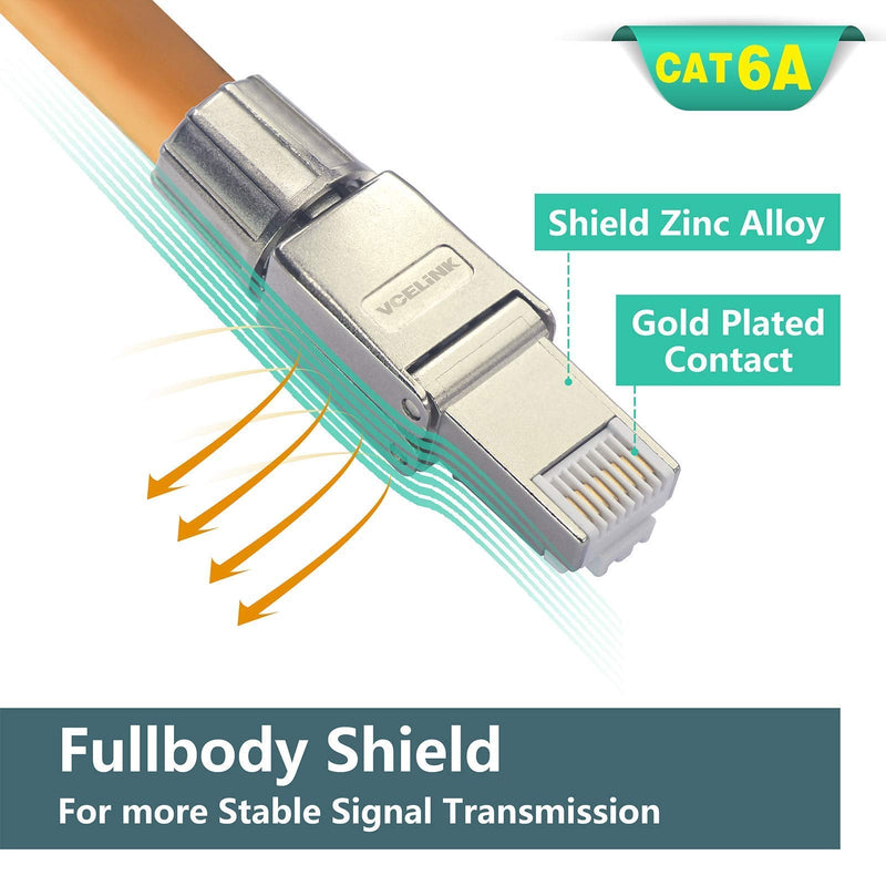  [AUSTRALIA] - VCE 2-Pack 1 Port Ethernet Wall Plate Bundle with RJ45 Cat6A Connectors 4-Pack, Tool-Free Reusable Shielded Ethernet Termination Plugs for 23AWG SFTP UTP Cable, 10G Easy Internet Plug