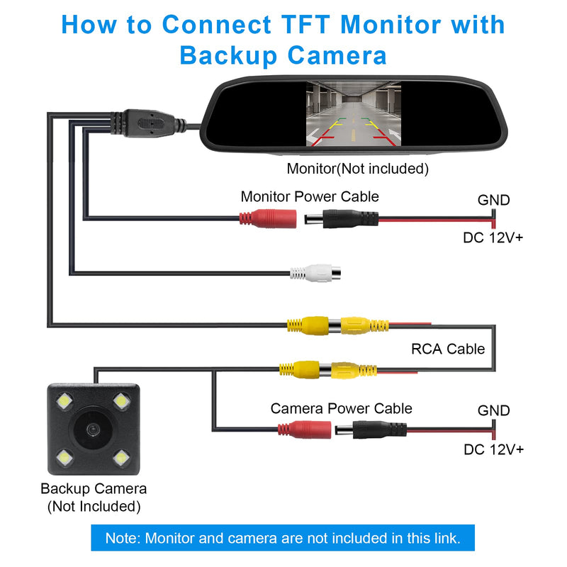  [AUSTRALIA] - Tenbaba RCA Video Cable, Car Backup Camera Reverse Rear View Camera Video Cable with Detection Wire (50FT/15 Meters), AV Extension Cable with RCA Video, Female to Female Coupler and Power Cable