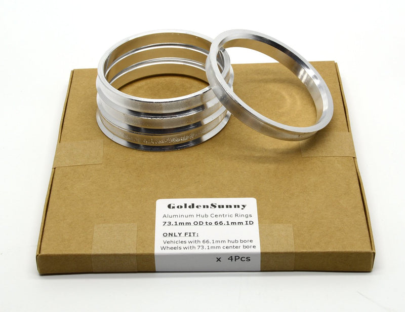GoldenSunny 73.1mm OD to 66.1mm ID Silver Aluminum Hub Centric Rings - Pack of 4 - LeoForward Australia
