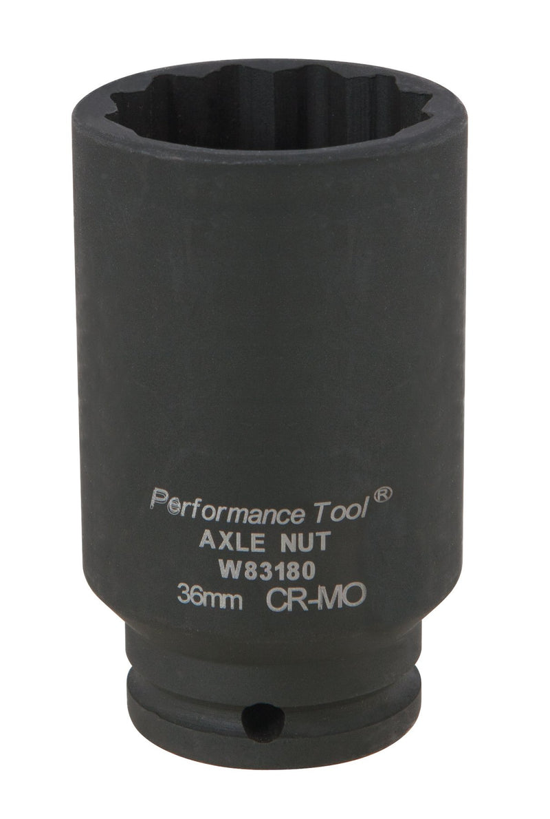  [AUSTRALIA] - Performance Tool W83180 36mm 12 Point Axle Nut Socket 36mm 12 Point Impact Axle Nut Socket