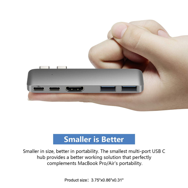 Purgo Mini USB C Hub Adapter Dongle for MacBook Air M1 2021-2018 and MacBook Pro M1 2021-2016, MacBook Pro USB Adapter with 4K HDMI, 100W PD, 40Gbps TB3 5K@60Hz, USB-C and 2 USB 3.0. Space Grey - LeoForward Australia