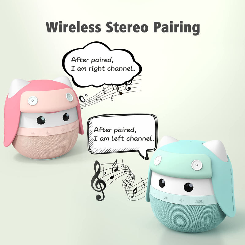  [AUSTRALIA] - Kids Bluetooth Speaker, ASIMOM Rhyme Portable Cute Speaker for Teens, Wireless Stereo Pairing, 15H Playtime, Kawaii Girl Room Decor, Technology Gifts for Girls, Teenage, Women-Pink 02 Pink