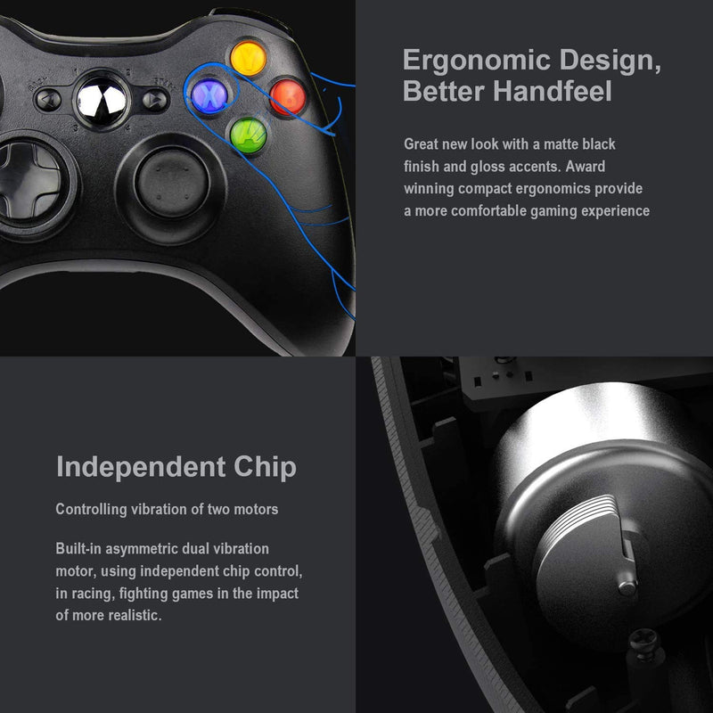  [AUSTRALIA] - Wireless Controller for Xbox 360, Etpark Xbox 360 Joystick Wireless Game Controller for Xbox & Slim 360 PC (Black) Black