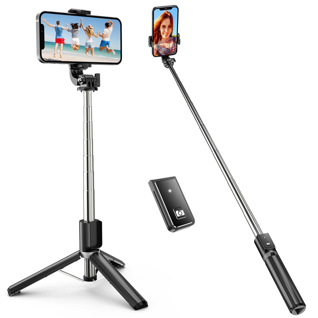  [AUSTRALIA] - ATUMTEK 40" Selfie Stick Tripod, Extendable Bluetooth Selfie Stick with Wireless Remote for iPhone 13/12/12 Pro/11/11 Pro/XS/XR/X/8/7 Plus, Samsung, Google, LG, Sony, Huawei Smartphones, Black 40"