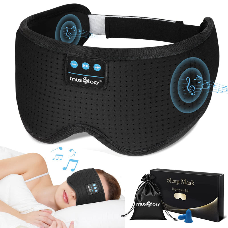  [AUSTRALIA] - MUSICOZY White Noise Sleep Headphones, Bluetooth Sleep Mask 3D Wireless Music Sleeping Headphones Earbuds for Insomnia Yoga Travel Office Relax Cool Tech Gadgets Gifts WhiteNoise