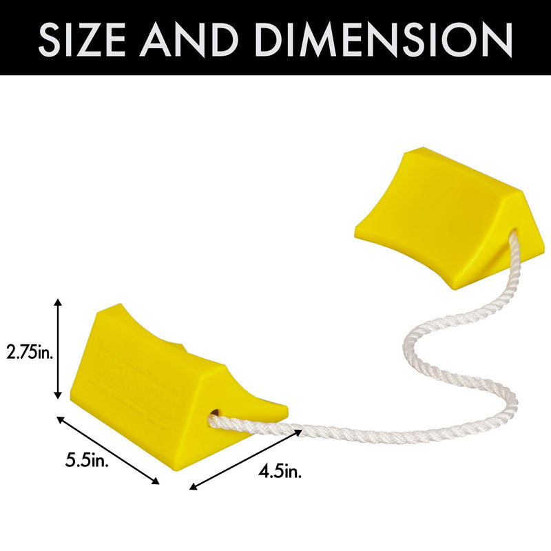 Tigerchocks AC201 Urethane Lightweight Commercial Aviation Wheel Chock, Yellow, 5.5" Length x 4.5" Width x 2.75" Height - LeoForward Australia