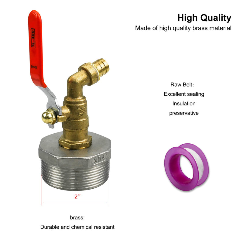  [AUSTRALIA] - 2 Inches Brass Drum Faucet Barrel Faucet with EPDM Gasket for 55 Gallon Drum Spigot, 45 Degree 3/4 Inches Outlet