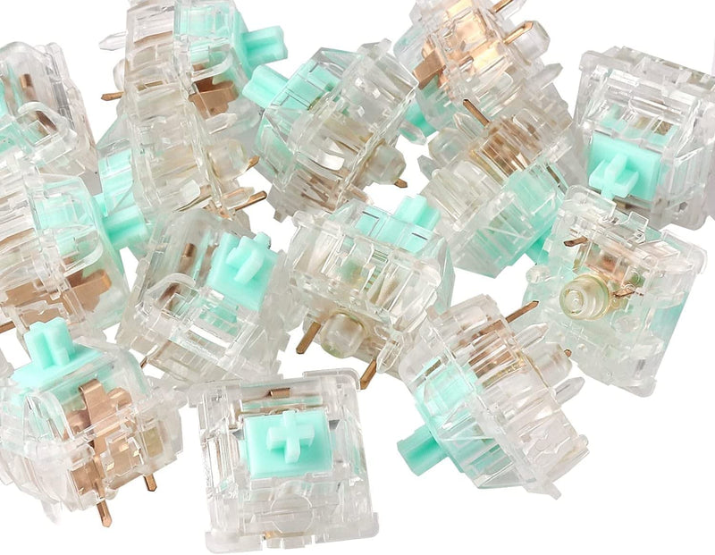  [AUSTRALIA] - ZugGear Linear Switches 62g Transparent Aqua Teal Switch with Gold-Plated Spring Smooth Creamy Green Stem 5 Pins Linear Keyswitch (DUROCK L2 Clear, 20pcs) L2 Creamy Green Clear 62g