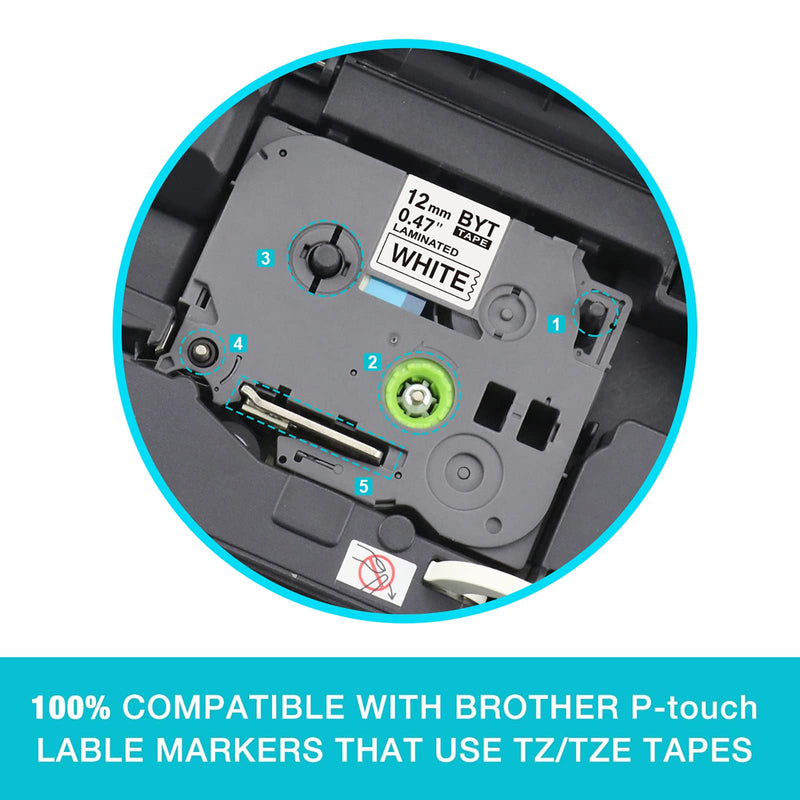  [AUSTRALIA] - P Touch Label Maker Tape Compatible for Brother P-Touch PTD210 PTD200 PTH100 PTH110 PTD400VP PTD600 Label Maker Tape (12mm, Black on White (2 Pack)) 2