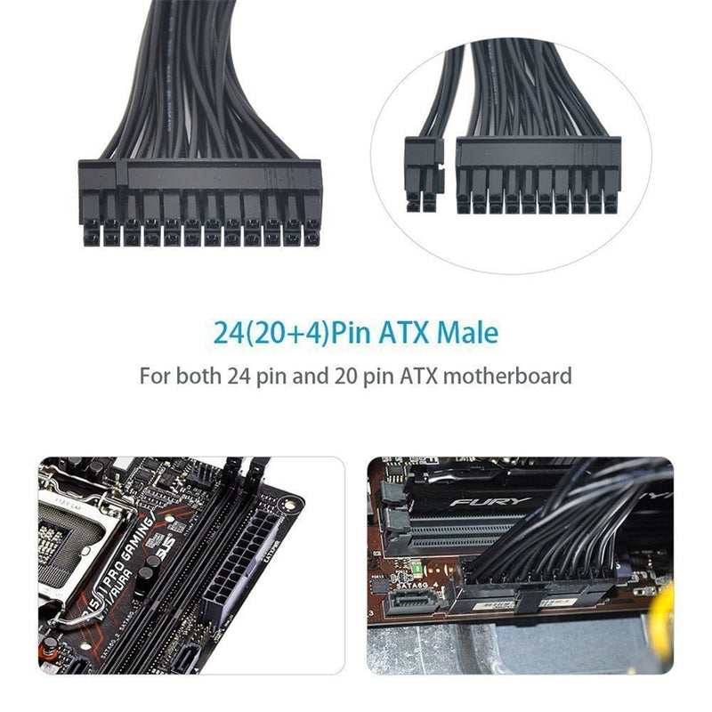  [AUSTRALIA] - BLUEXIN Pro 24 Pin Male to Female Dual PSU Power Supply Cable PC ATX Motherboard Adapter