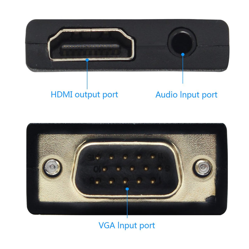  [AUSTRALIA] - VGA to HDMI Converter 1080 P VGA to HDMI Adapter with Video 1080P for PC Laptop to HDTV Projector with Audio Cable and USB Cable