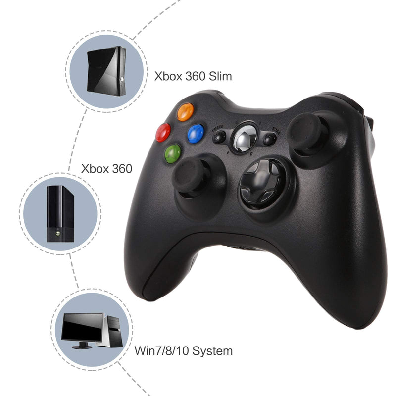  [AUSTRALIA] - Wireless Controller for Xbox 360 Controller, Crifeir Wireless Controller Gamepad Joystick for Xbox 360&360Slim (Black) Black