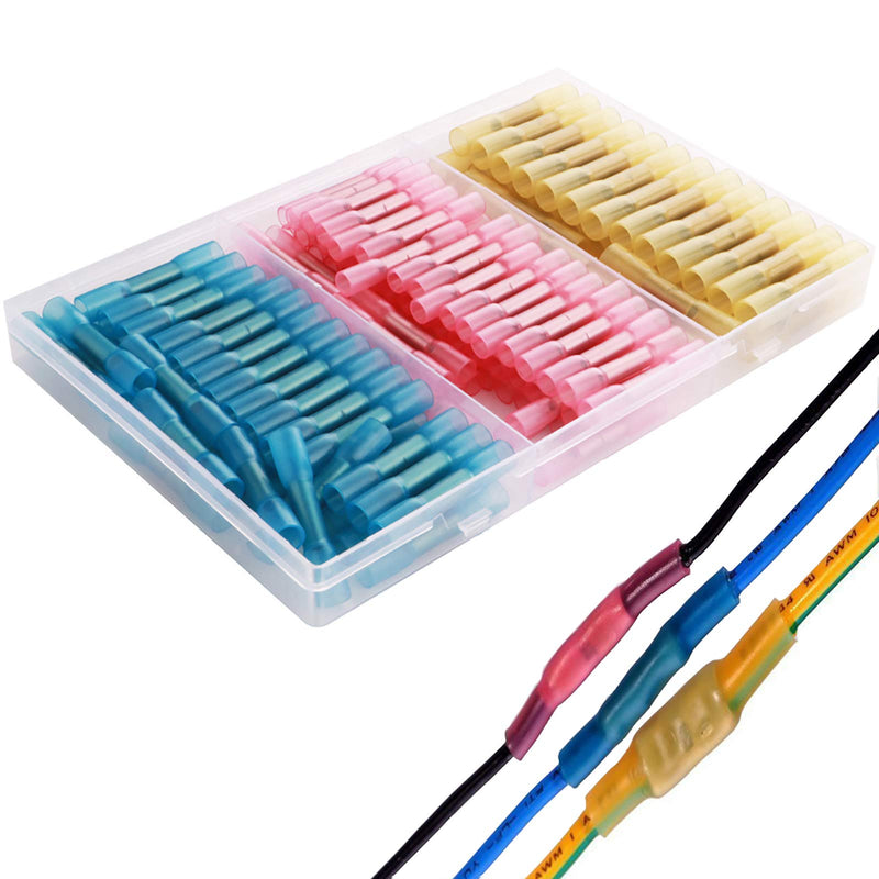  [AUSTRALIA] - CESFONJER Waterproof Cable Connectors | Cable connector butt connector shrink connector | Cable lugs crimp connector set (red 60 pieces, blue 40 pieces, yellow 30 pieces)