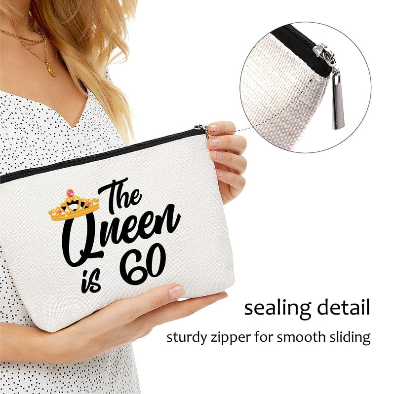 🎁Queen is 60,60th Birthday Gifts for Women boss wife mother daughter Makeup Bag, Milestone Birthday Gift for Her, Presents for Turning Sixty and Fabulous - LeoForward Australia