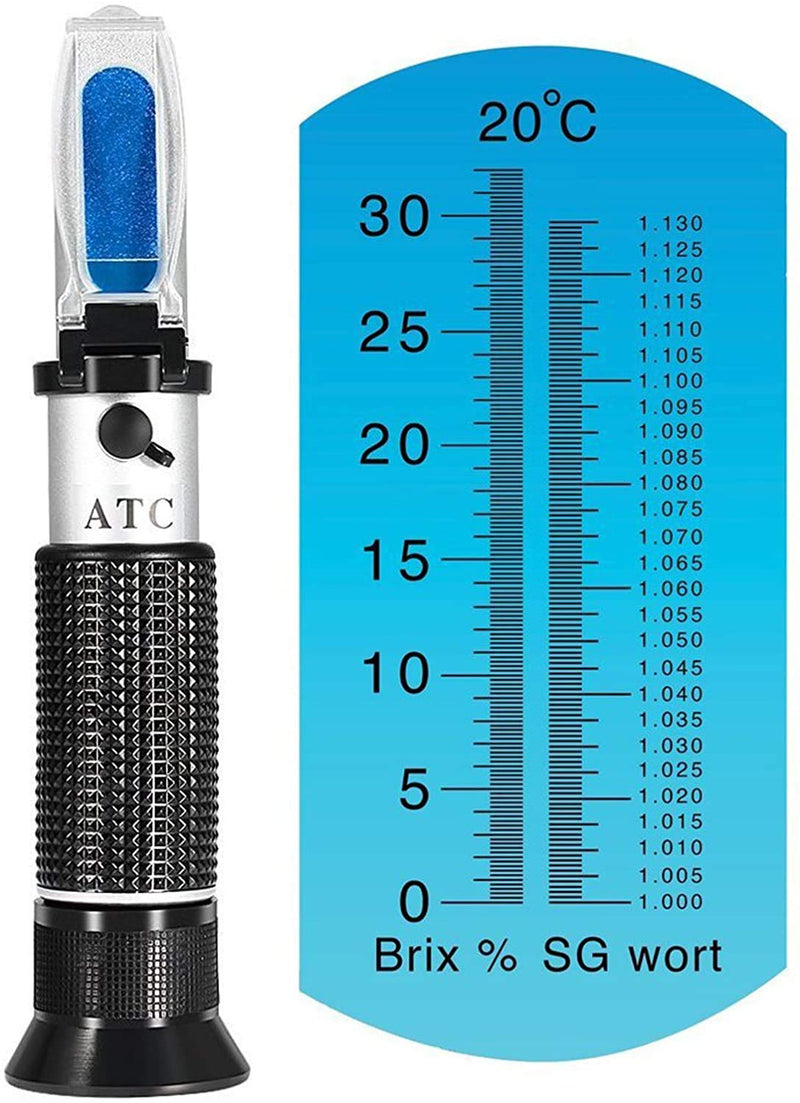 AUTOUTLET Brix Refractometer with ATC, Digital LCD Display Dual Scale 0~32% & Wort Specific Gravity 1.000~1.120 Automatic Temperature Compensation for Honey Beer Wine Fruit Juice Sugar Homebrew - LeoForward Australia