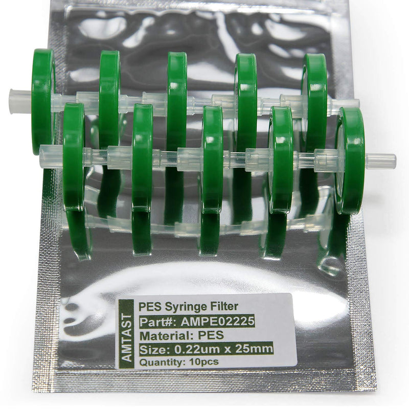 AMTAST Syringe Filters PES Multi-Layer Prefilter 25MM Diameter 0.22um Pore Size Non Sterile(Pack of 10) - LeoForward Australia