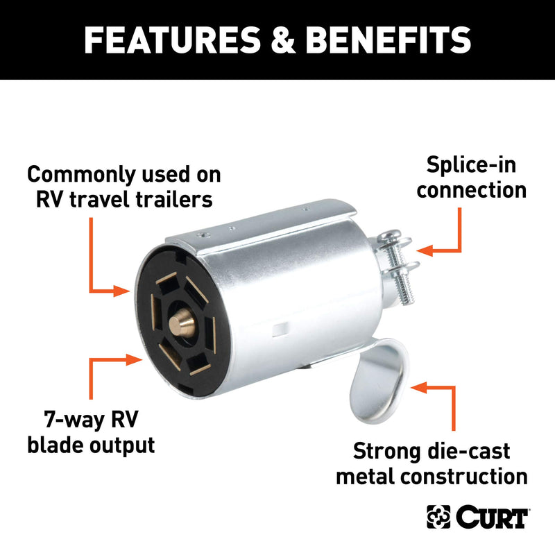  [AUSTRALIA] - CURT 58190 Trailer-Side 7-Pin RV Blade Wiring Harness Connector, silver