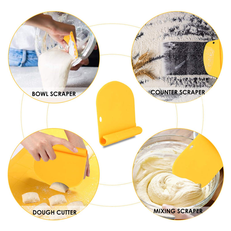  [AUSTRALIA] - NanaHome Bench Scraper for Baking, Stainless Steel Dough Scraper/Cutter/Chopper and Flexible Plastic Bowl Scraper Set - Pastry, Pizza Cutter, Baking Tools with Measurement, 2 in 1 Kitchen Scraper