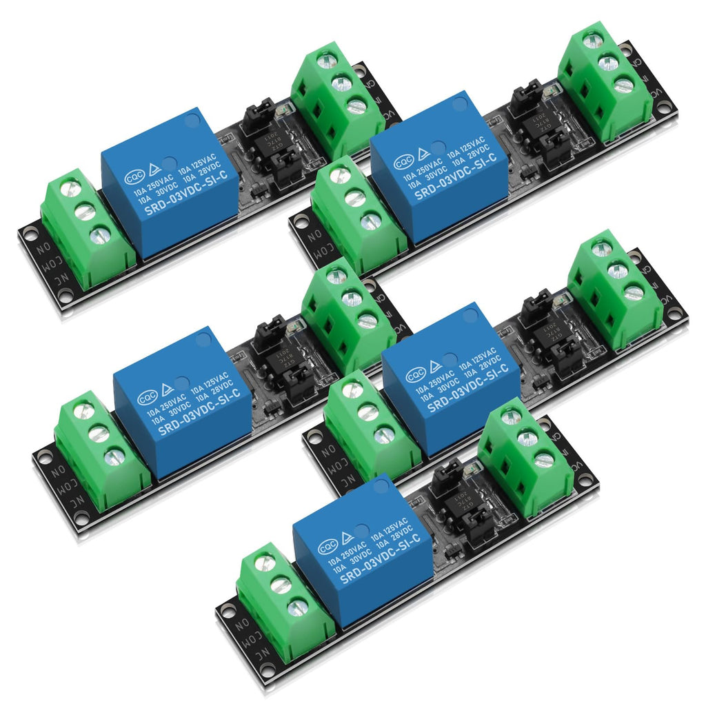  [AUSTRALIA] - 3V Relay Power Switch Board, APKLVSR 1-Channel Optocoupler Module Opto-Isolation High-Level Trigger, 5 Pieces 1-Channel Relay 3V Module for IOT ESP8266 Microcontroller Development Board