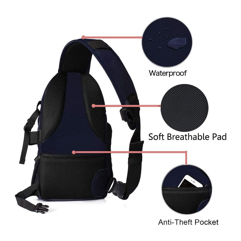  [AUSTRALIA] - MOSISO Camera Sling Bag, DSLR/SLR/Mirrorless Camera Case Shockproof Photography Camera Backpack with Tripod Holder & Removable Modular Inserts Compatible with Canon/Nikon/Sony/Fuji, Navy Blue