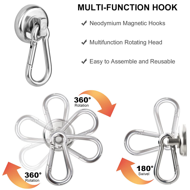  [AUSTRALIA] - DIYMAG Magnetic Hooks,Heavy Duty Neodymium Magnetic Hooks with Swivel Carabiner Hook,Great for Your Refrigerator and Other Magnetic Surfaces,Pack of 6 Swivel Hook 25mm-6P