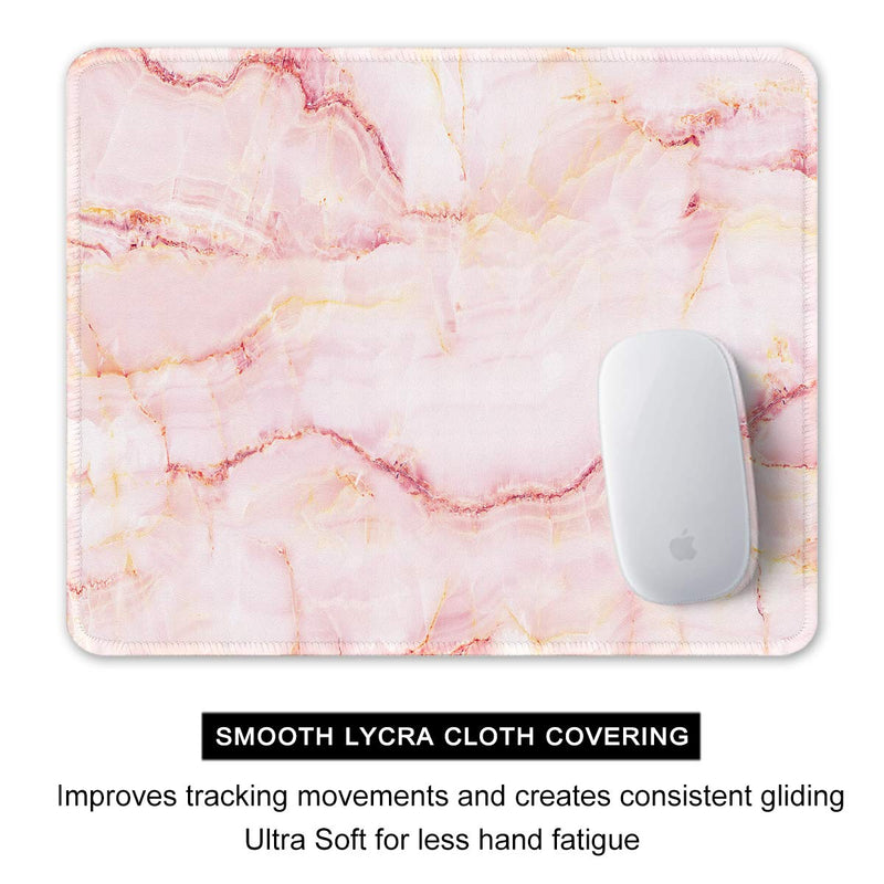  [AUSTRALIA] - Auhoahsil Mouse Pad, Square Marble Design Anti-Slip Rubber Mousepad with Stitched Edges for Office Gaming Laptop Computer PC Men Women, Pretty Customized Pattern, 11.8" x 9.8", Desktop Pink Marble