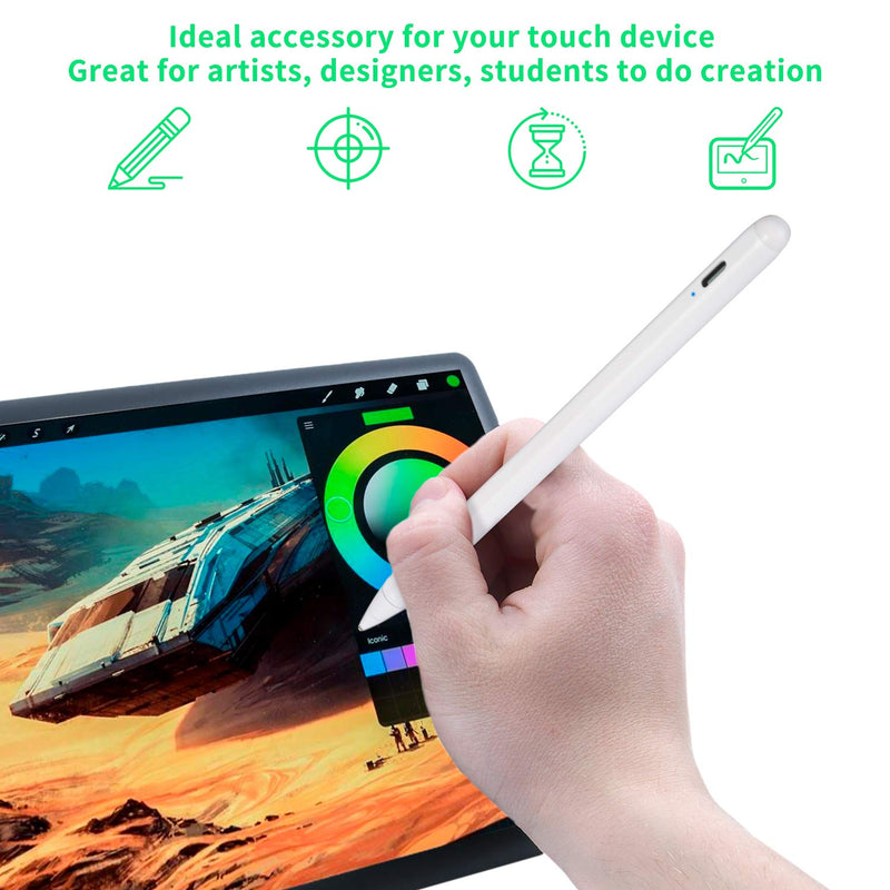 Electronic Stylus for iPad 5th Generation 9.7" 2017 Pencil,Type-C Rechargeable Active Capacitive Pencil Compatible with Apple iPad 5th Gen 9.7-inch Stylus Pens,Good on iPad Drawing Pen,White - LeoForward Australia