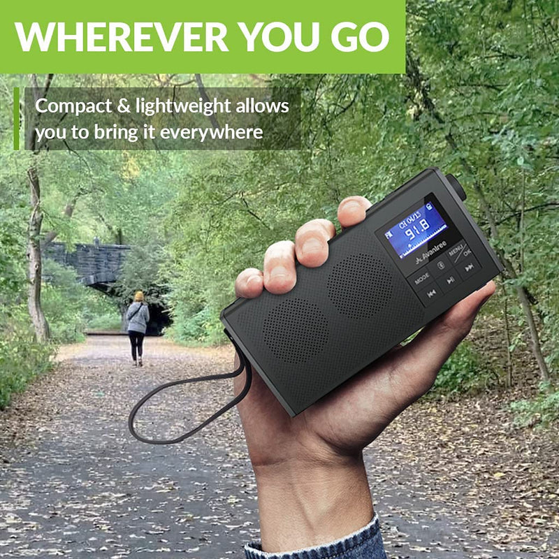  [AUSTRALIA] - Avantree Soundbyte 860s Portable FM Radio with Bluetooth 5.0 Speaker & SD Card MP3 Player 3-in-1, 6W Wireless Speaker, Auto Channel Scan & Preset, 8H Rechargeable Battery Operated for Outdoor (No AM)