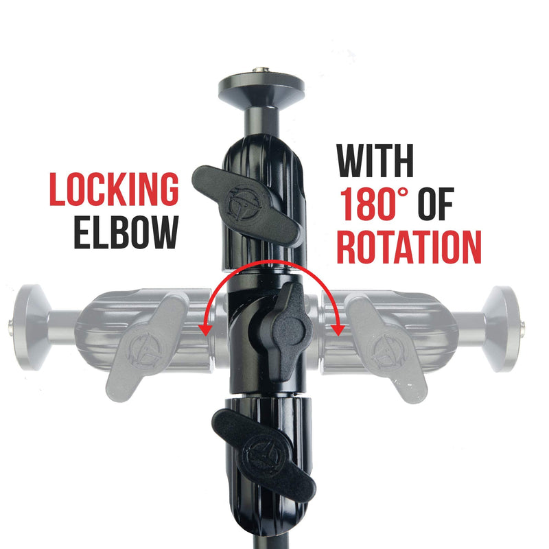  [AUSTRALIA] - 4.5" Aluminum Arm with Dual 20mm Ball & Socket Joints. Expandable Elbow Joint. Thumbscrew for Quick Adjustment. Tackform Enduro Series 4.5" Expandable Arm